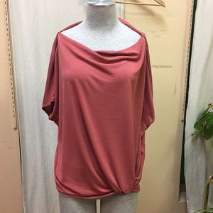 Promesa Womens Scoop Neck Pink Shirt Top Modal Front Tie Chest 46"